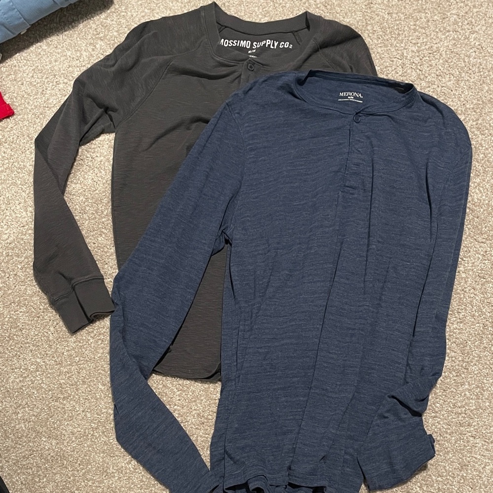 Merona and Mossimo Supply Co Gray and Blue Henley